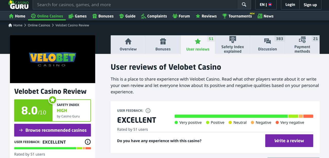 Velobet customer review